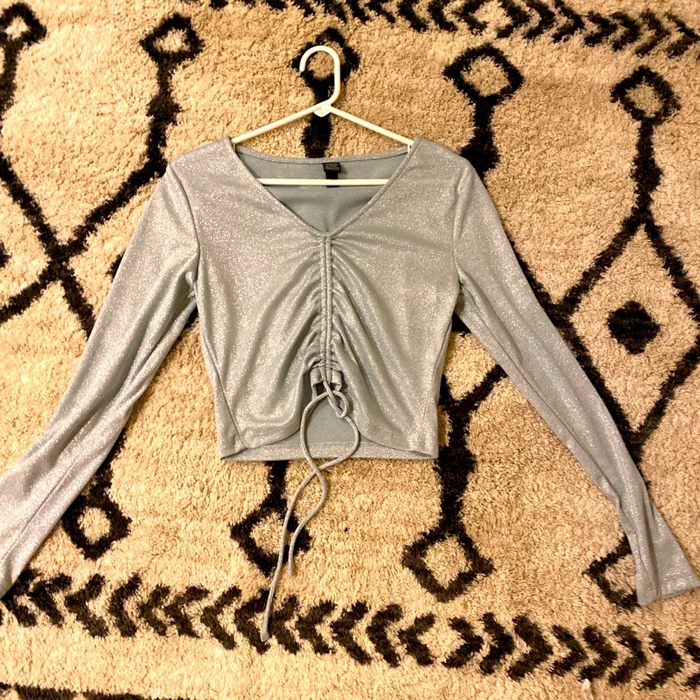 Light Blue Scrunched Crop Top